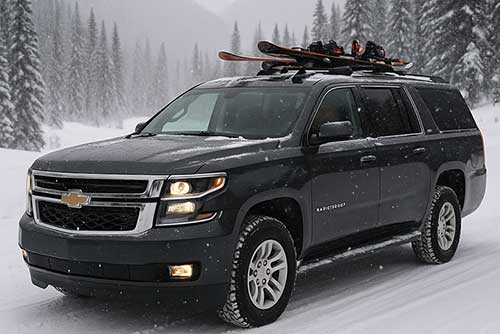 Chevy suburban with snow gear-car rental
