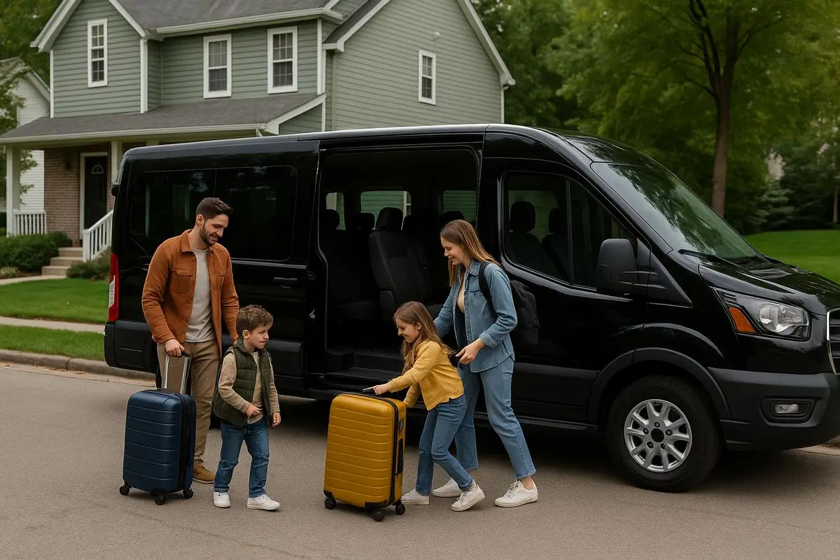Family preparing AWD van rental Vancouver for Whistler road trip