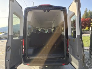 Cargo space in Ford Transit 15 passenger van rental